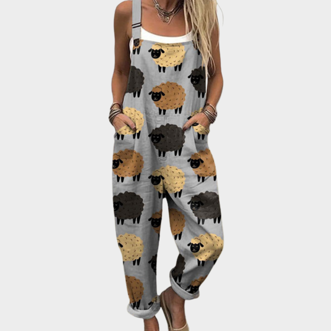 Vermeer Mode | Speelse Tuinbroek Met Schapenprint Voor Dames