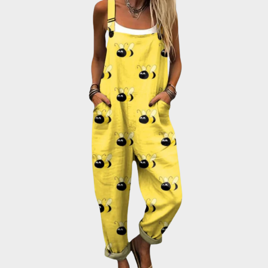 Vermeer Mode | Speelse Tuinbroek Met Bijenprint Voor Dames