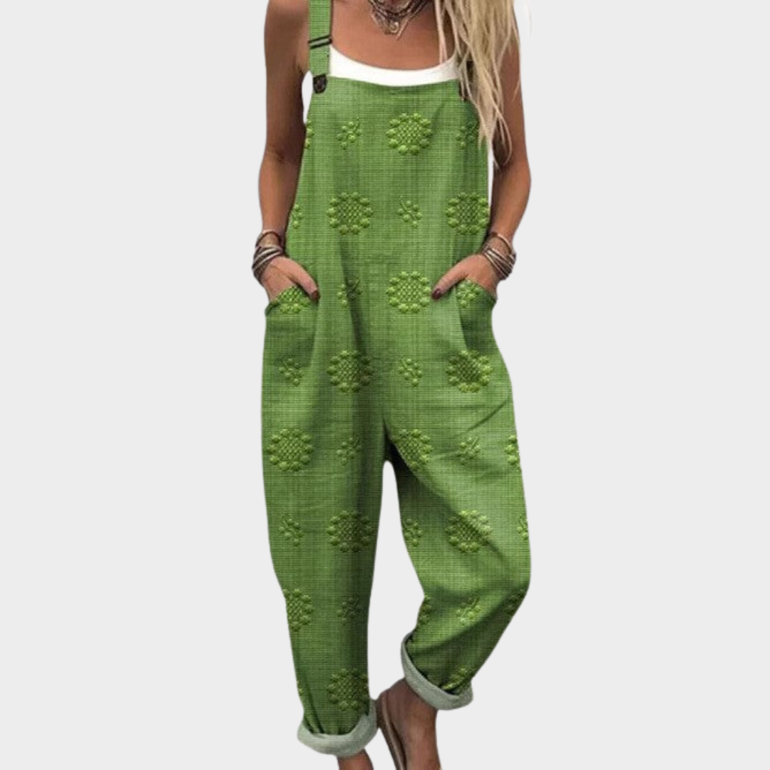 Vermeer Mode | Groene Tuinbroek Met Textuur Voor Dames