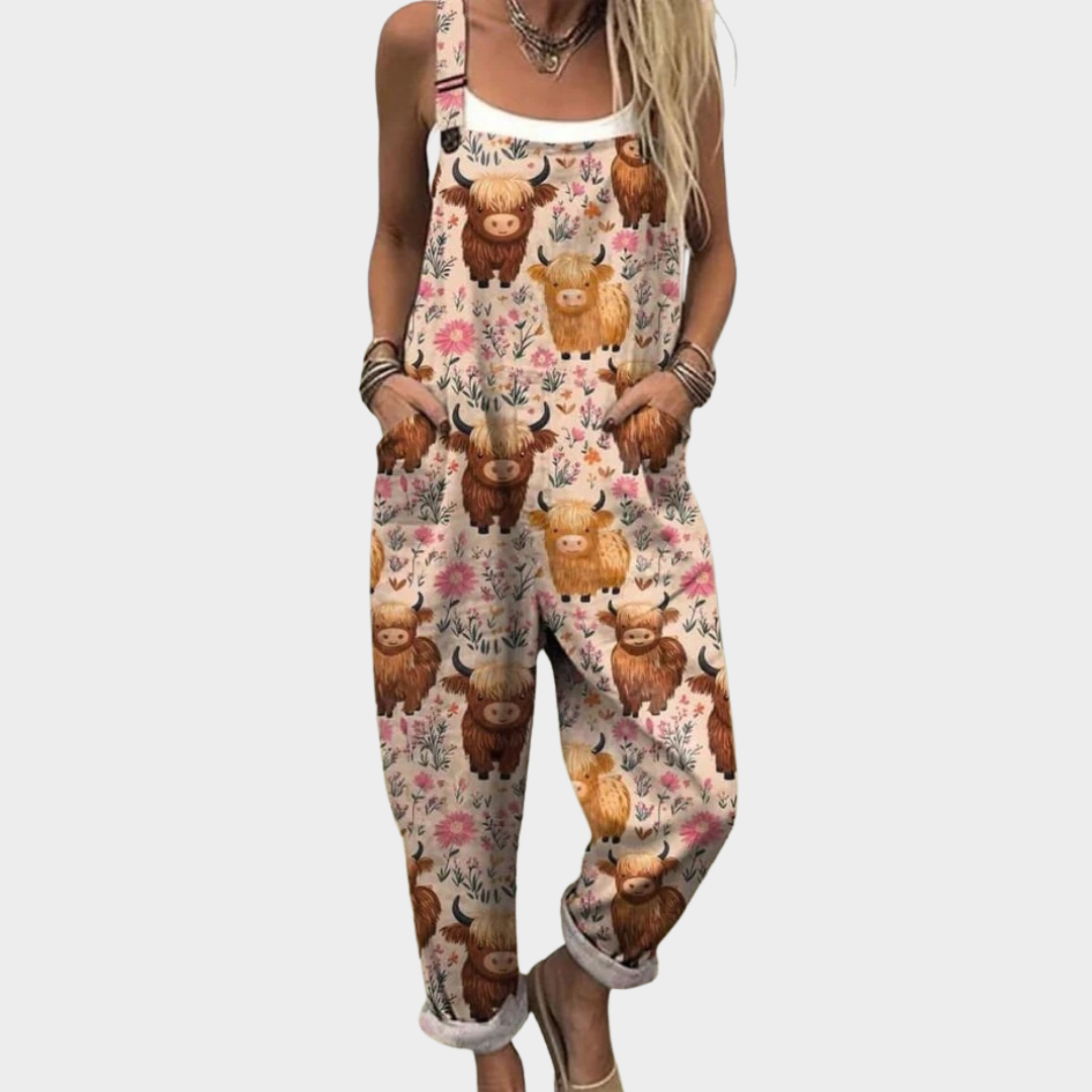 Vermeer Mode | Tuinbroek Met Florale Stieren Voor Dames