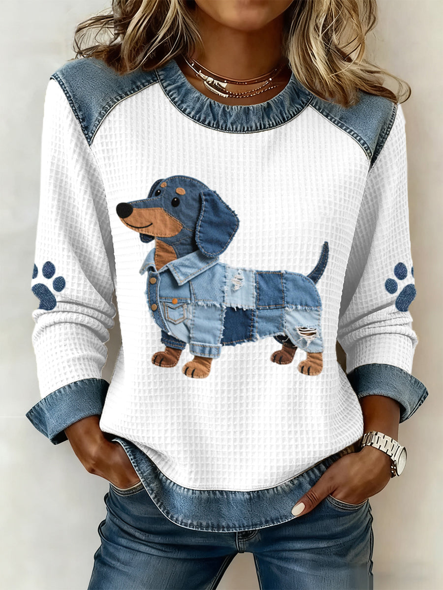 Nuria - Schattige teckel met denim patchwork