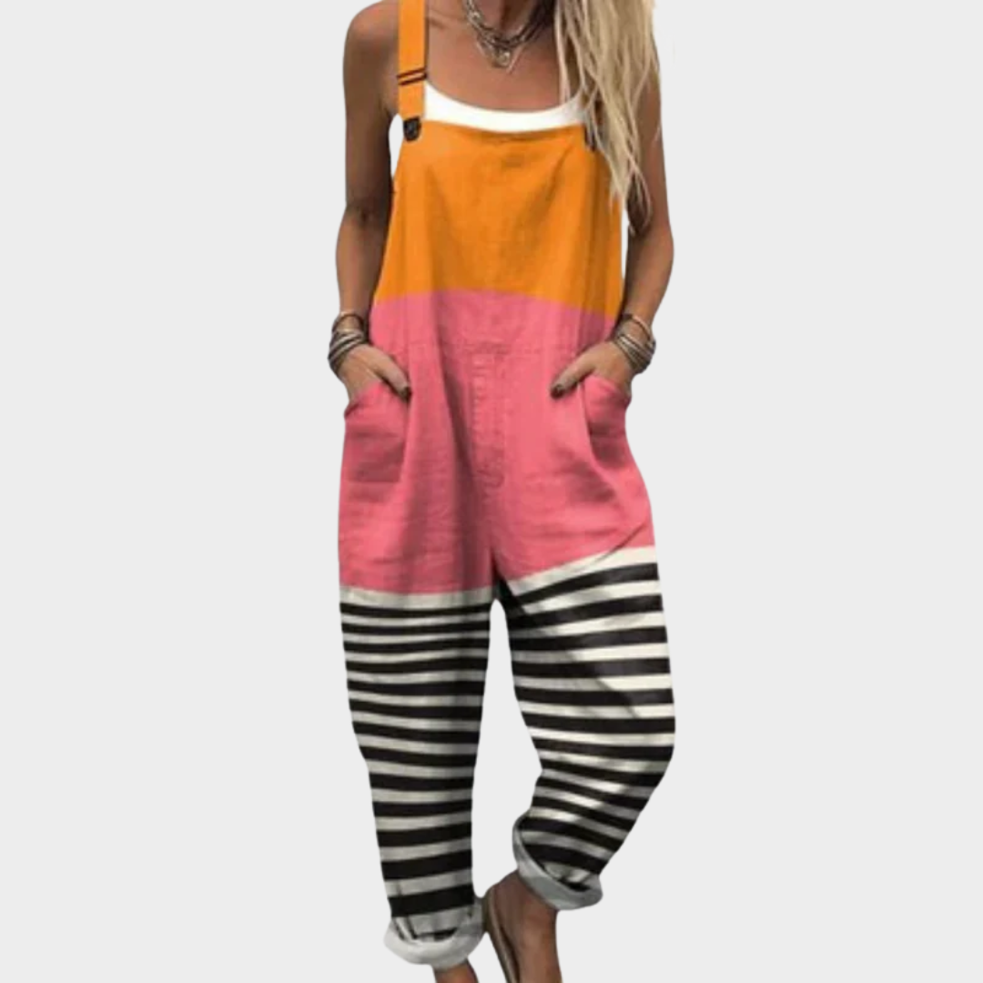 Vermeer Mode | Tuinbroek Met Contrasterende Kleuren Voor Dames