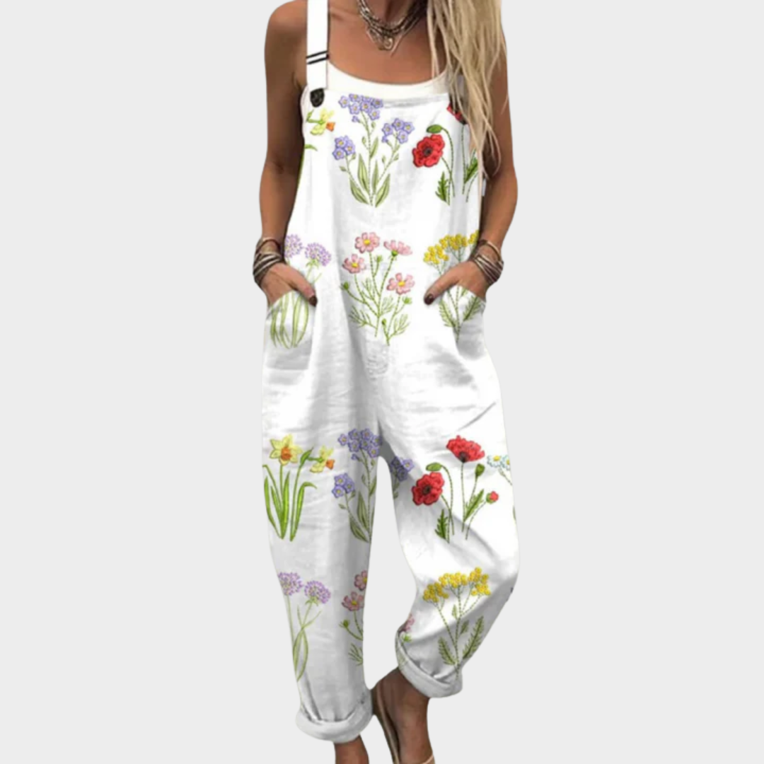 Vermeer Mode | Tuinbroek Met Lente Bloemenprint Voor Dames