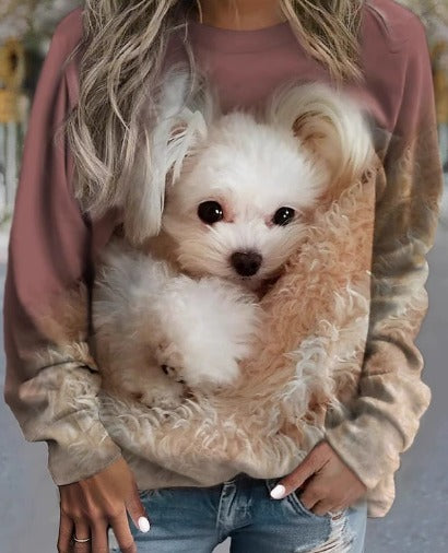 Mila - Dames sweatshirt met lange mouwen in retro stijl Patchwork Dierafdruk Casual Comfort (kopie)