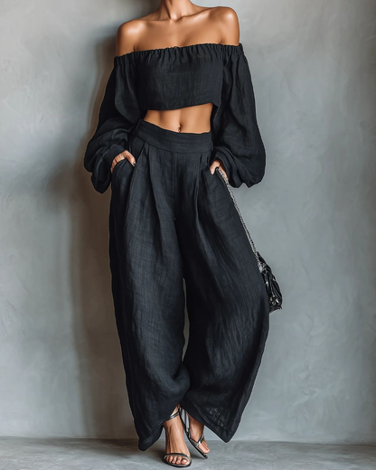 Tess™ - Off-Shoulder-Set mit Weitem Hosen