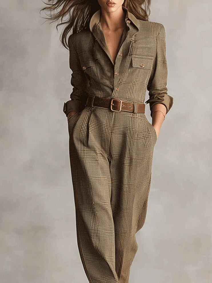 Anna™ - Geruite elegante jumpsuit