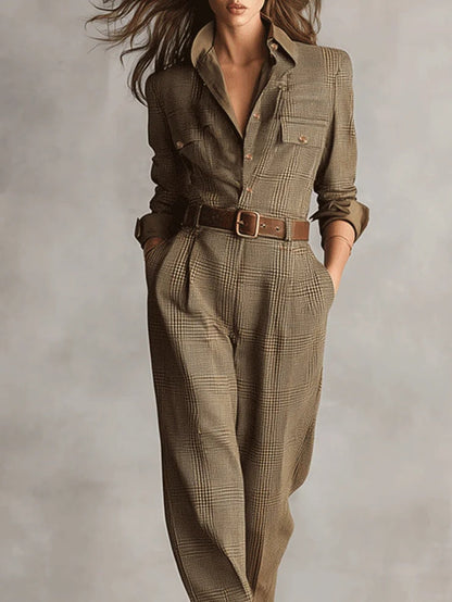 Anna™ - Geruite elegante jumpsuit