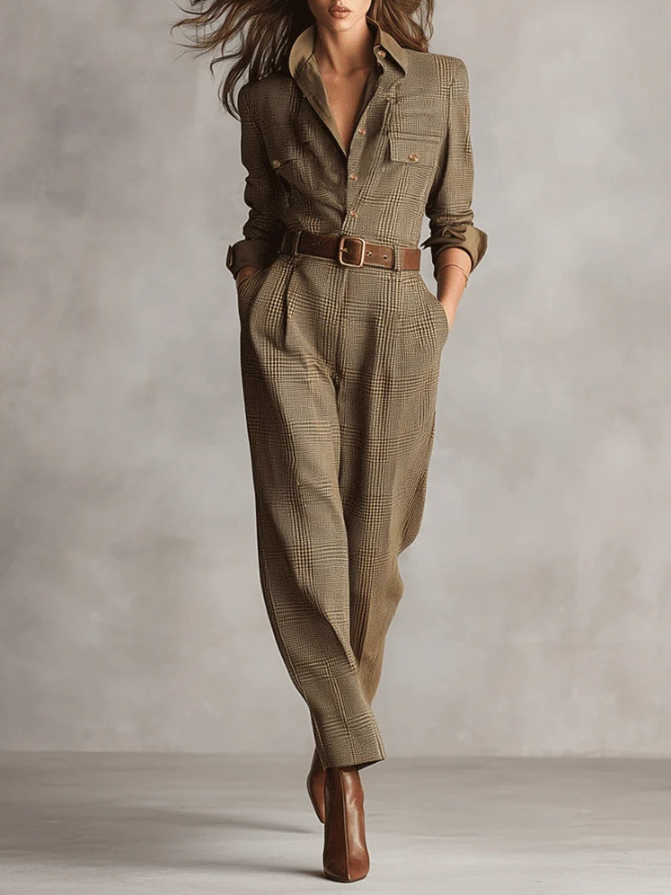 Anna™ - Geruite elegante jumpsuit