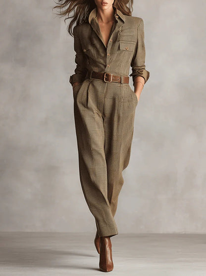 Anna™ - Geruite elegante jumpsuit