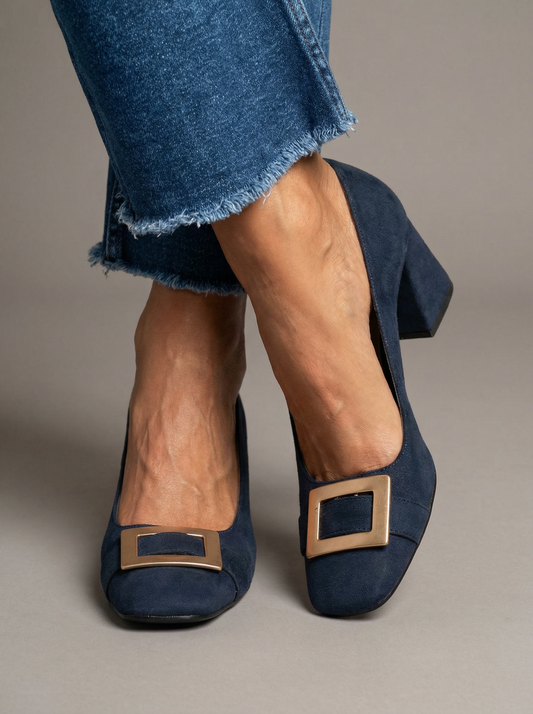 Capri Blu – Brede en stabiele hak met gesp