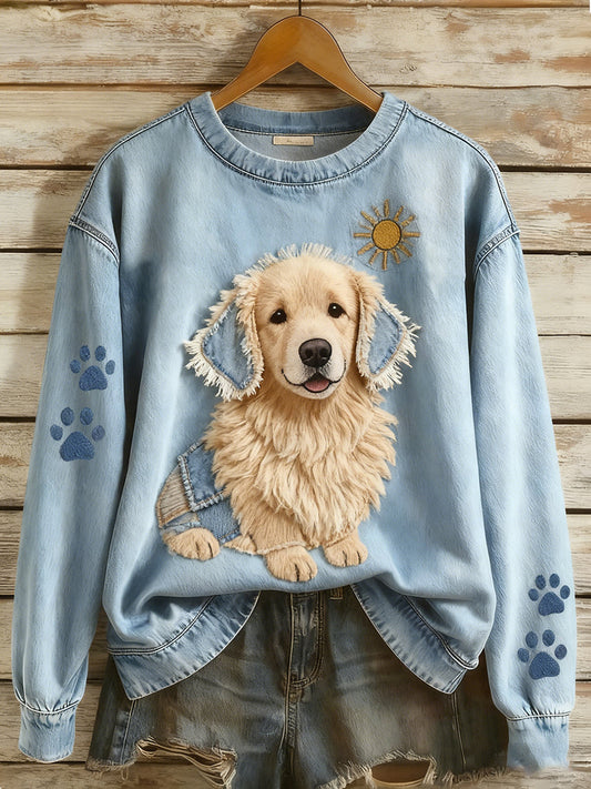 Chica - Dames sweatshirt met lange mouwen in retro patchwork dierenprint casual comfort