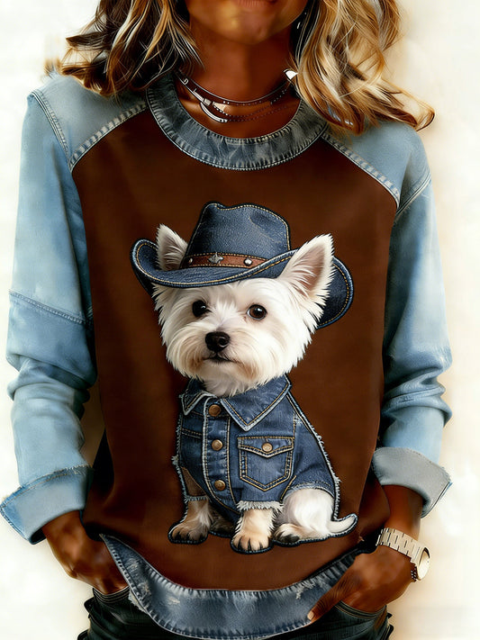 Isabelle - Dames comfortabele retro patchwork hoodie met dierenprint